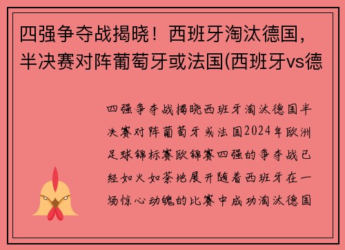四强争夺战揭晓!西班牙淘汰德国,半决赛对阵葡萄牙或法国(西班牙vs德国视频)